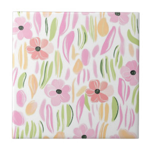 Pastell Retro Blommig (5) Kakelplatta
