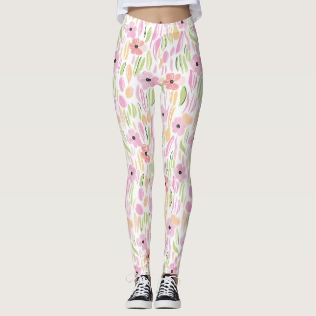 Pastell Retro Blommig (5) Leggings (Framsida)