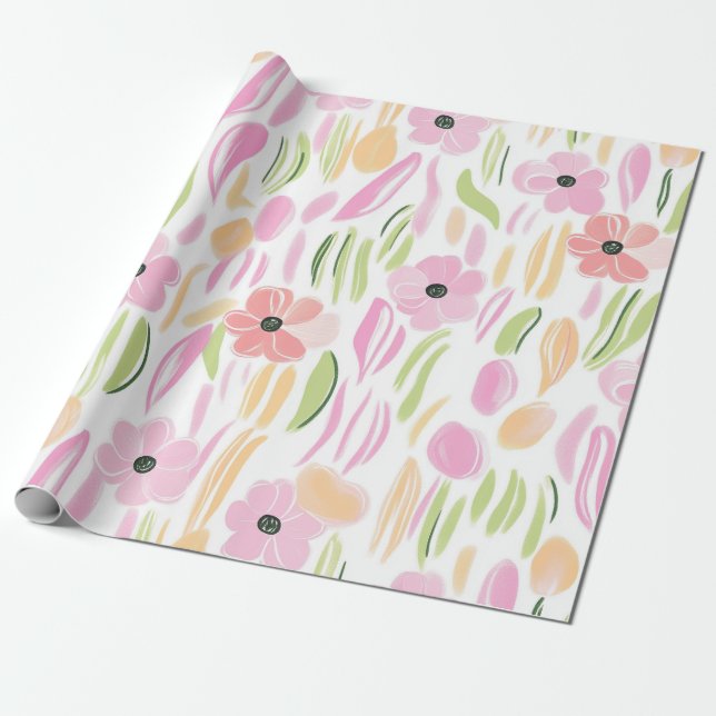 Pastell Retro Blommig (5) Presentpapper (Utrullad)