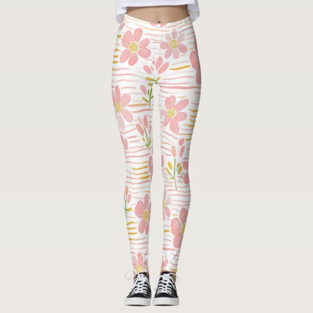 Pastell Retro Blommig (6) Leggings (Framsida)