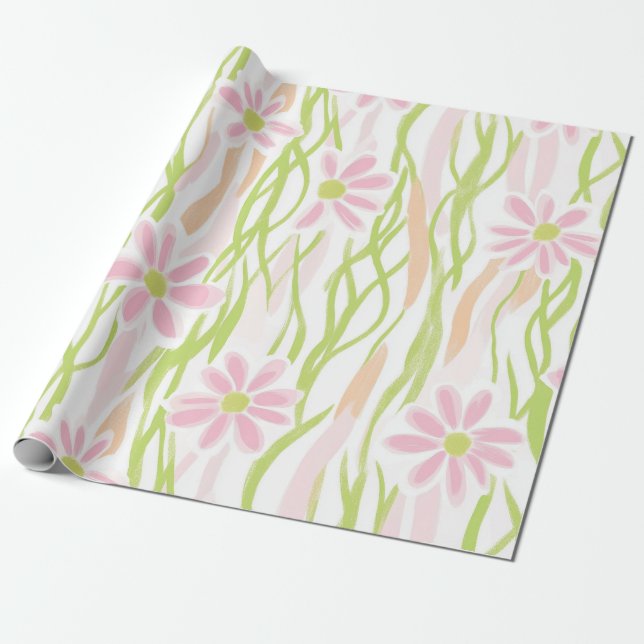 Pastell Retro Blommig (8) Presentpapper (Utrullad)