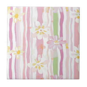 Pastell Retro Blommig (9) Kakelplatta