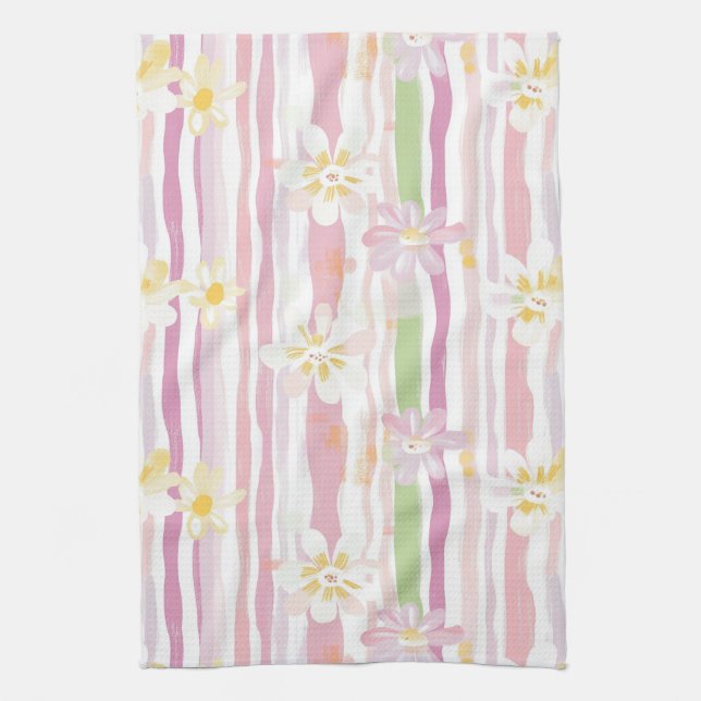 Pastell Retro Blommig (9) Kökshandduk (Vertikal)