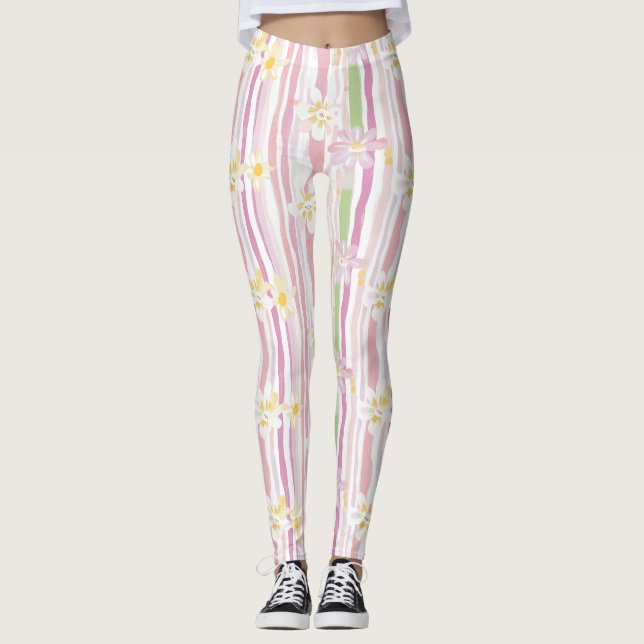 Pastell Retro Blommig (9) Leggings (Framsida)