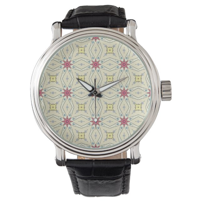 Pastell Retro Geometriskt Mönster Armbandsur (Framsida)