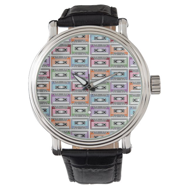 Pastell Retro Kassetter Mönster Armbandsur (Framsida)