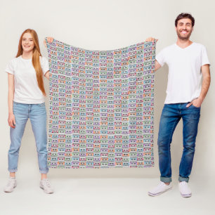 Pastell Retro Kassettrullar Mönster Fleecefilt