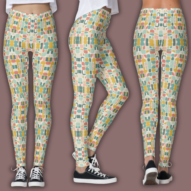 Pastell Retro Mönster | Geometriska Bollar Leggings (Skapare uppladdad)