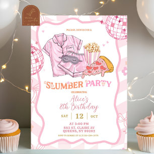 Pastell Retro Pyjamasparty Flickas Födelsedag Inbjudningar