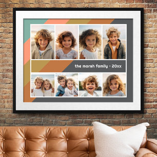 Pastell Retro Randig - 8 Foto Collage Poster