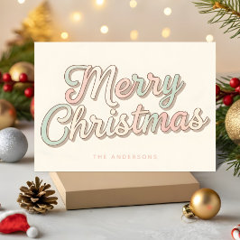 Pastell Retro Script God Jul Helgkort