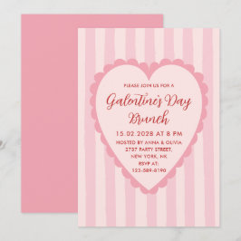 Pastell Röd Rosa Handritad Galentine's Day Brunch Inbjudningar
