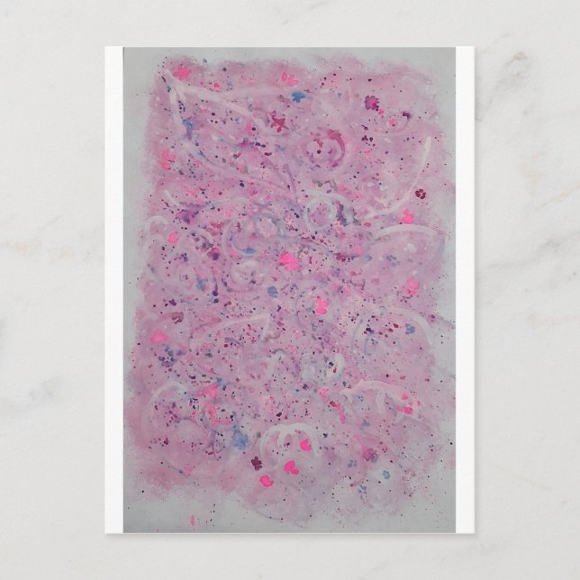 Pastell Rosa Akvarell Abstrakt Helg Vykort (Framsida)