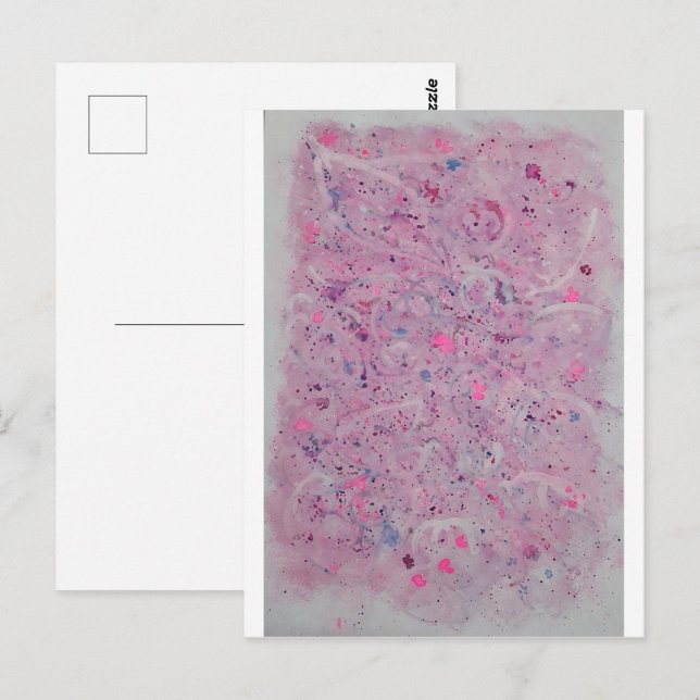 Pastell Rosa Akvarell Abstrakt Vykort (Fram/baksida)