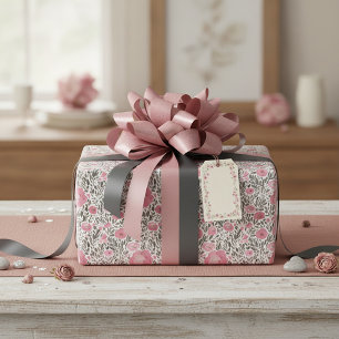 Pastell rosa akvarell blommönster presentpapper