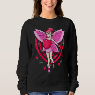 Pastell Rosa Älva Med Röda Hjärtan Flickor T Shirt