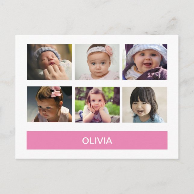 Pastell Rosa Anpassad Bild – Personligad Vykort (Framsida)