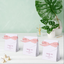 Pastell Rosa Båge Tack Baby Shower Presentaskar