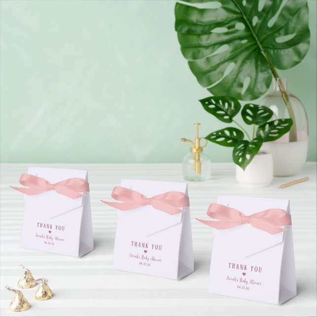 Pastell Rosa Båge Tack Baby Shower Presentaskar (Multipel)