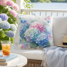 Pastell Rosa Blå Blommig Hortensia Blommar Kudde