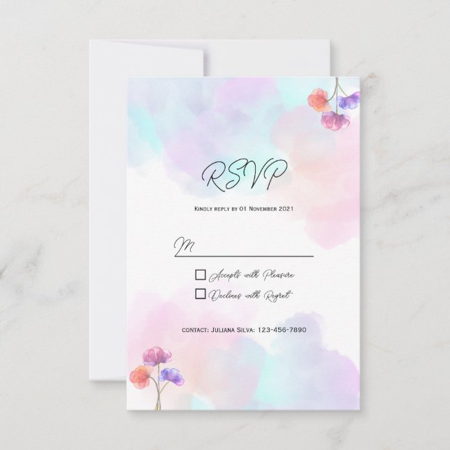 Pastell Rosa & Blå Bröllops RSVP-kort OSA Kort (Framsida)