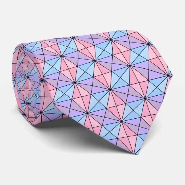 Pastell rosa blå lila färger geometriskt mönster slips (Rullad)