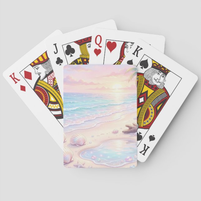 PASTELL ROSA & BLÅ SOMMAR STRAND SCEN CASINOKORT (Baksidan)