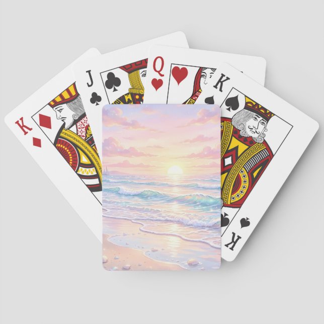 PASTELL ROSA & BLÅ SOMMAR STRANDSCEN CASINOKORT (Baksidan)