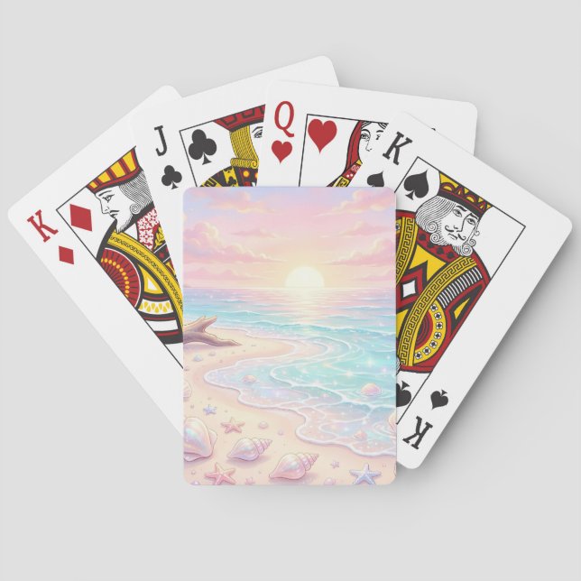 PASTELL ROSA & BLÅ SOMMAR STRANDSCEN CASINOKORT (Baksidan)