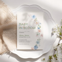 Pastell Rosa Blå Vår Bebis i Blom Baby Shower