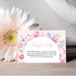 Pastell Rosa Blommig Båge Baby Shower Böcker För B Tilläggskort