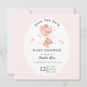 Pastell Rosa Blommig Bebis Shower Save The Date Spara Datumet