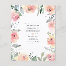 Pastell Rosa Blommig Brudtärna Lunch Flygblad