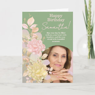 Pastell Rosa Blommig Födelsedagsgratulation Kort