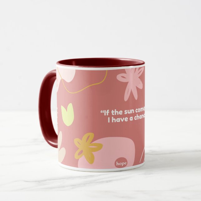 Pastell Rosa Blommig Kaffemug | Estetisk Blomma  Mugg (Framsida vänster)