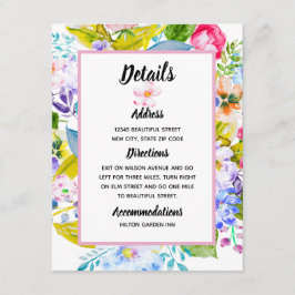 Pastell Rosa Blommig Romantisk Bröllopsdetalj Tilläggskort