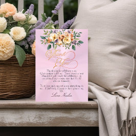 Pastell Rosa - Blommig & Silver Tiara Quinceanera Tack Kort