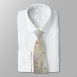 Pastell rosa blommönster med fjärilar slips