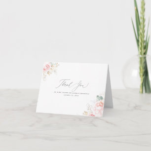 Pastell rosa blommor Elegant Tacksamhet Tack Kort