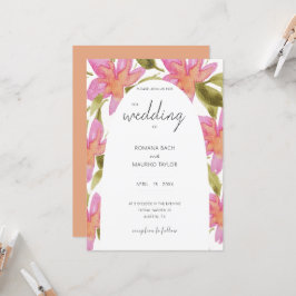 Pastell Rosa Boho Akvarell Blommor Inbjudningar