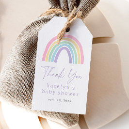 Pastell Rosa Boho Regnbåge Bebis Shower Presentetikett