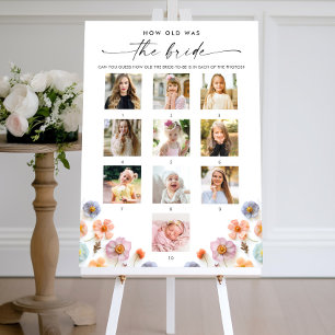 Pastell Rosa Boho Vilda Blommor Bröllopsduschspel Poster