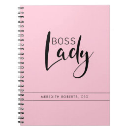 Pastell Rosa Boss Lady Logotyp Personlig Anteckningsbok