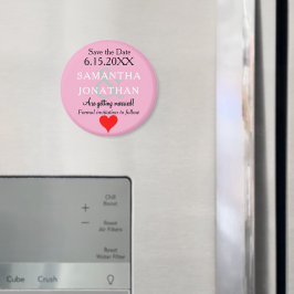 Pastell Rosa Bröllop Spara Datum Hjärt Magnet