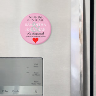 Pastell Rosa Bröllop Spara Datum Hjärt Magnet