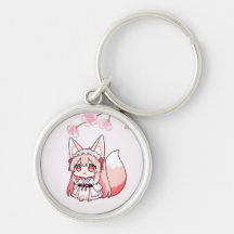 Pastell Rosa Chibi FoxFlicka med Körsbärsblom