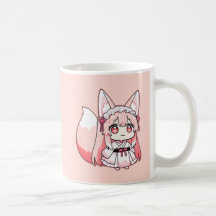Pastell Rosa Chibi Rävr flicka Kaffe Mugg