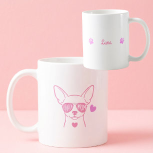 Pastell Rosa Chihuahua Anpassad Namn Hundmamma Mug Kaffemugg