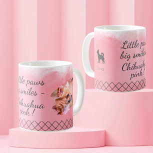 Pastell Rosa Chihuahua - Personlig Foto & Namn Kaffemugg