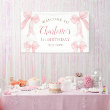 Pastell Rosa Coquette Bow Flicka 1-årsdag